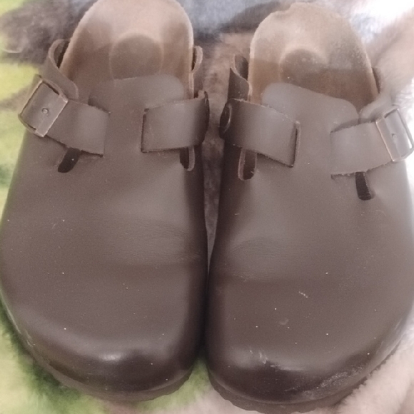Birkenstock Shoes - Birkenstock Boston Brown Leather Mules Shoes  L8 M6